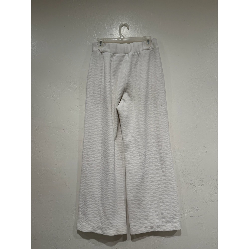Alo Yoga Ivory White Herringbone Textured Wide Leg Lounge Pants Womens Size S - Picture 3 of 7